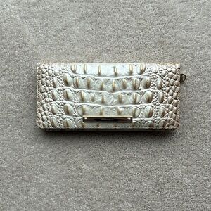 Brand New Brahmin Metallic Gold Croc-Embossed Continental Wallet